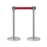 Stainless steel stanchion with red ribbon