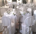 Coprisedia in taffetà bianco increspato per sedia Catering - immagine 5