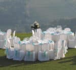 Coprisedia in taffetà bianco increspato per sedia Catering - immagine 6