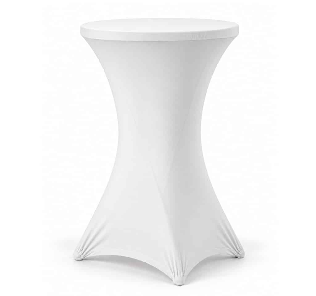 Copritavolo stretch bianco per tavolo Cocktail-1 White stretch cocktail table cover - Image 1