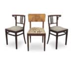 Set of 3 low Vintage wooden/upholstered chairs